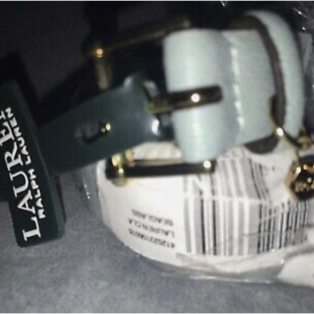NWT Lauren Ralph Lauren Women's Stingray-Embossed Charm Belt, Size L, Seaglass